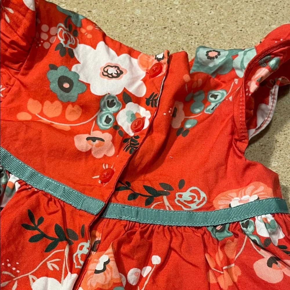 Gymboree Vibrant Red and Teal Floral Dress